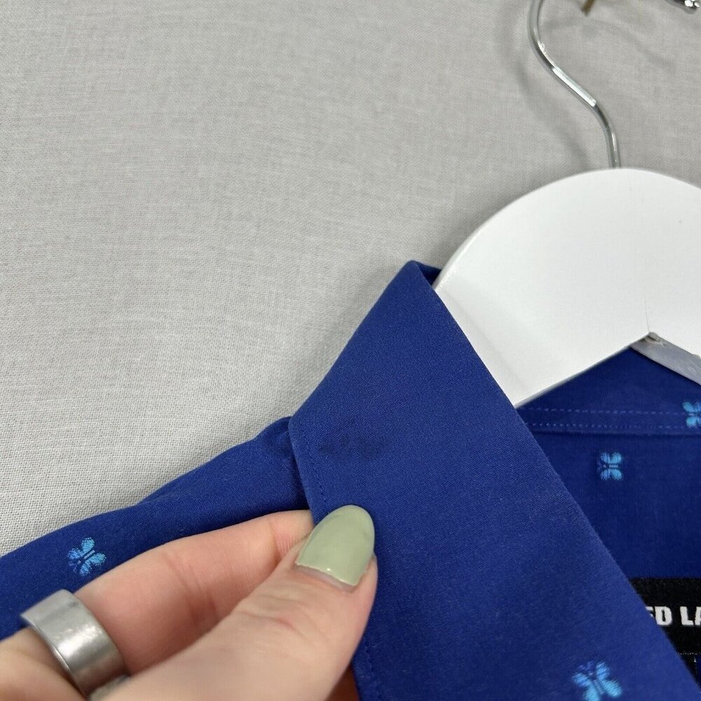 Jared Lang Mens Dress Shirt Medium Blue Butterfly Button Front Work Date Night - Picture 6 of 15